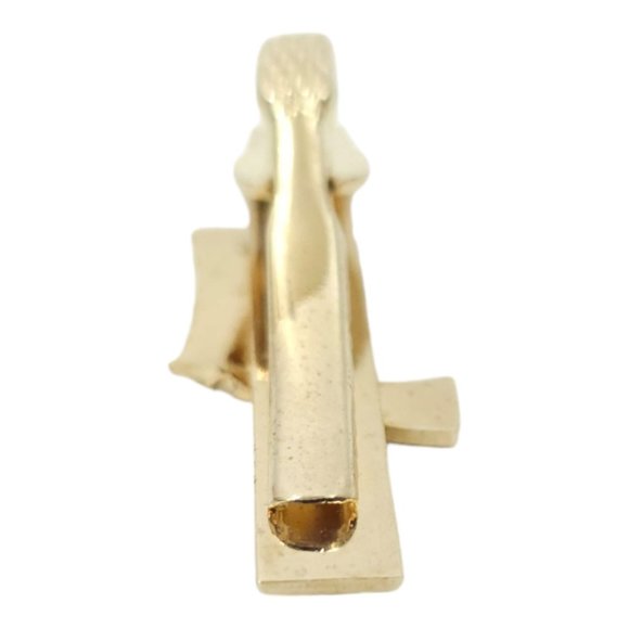 Vintage Colt Revolver MK III Mark Tie Clasp 1.75" Clip Gold Tone - Picture 4 of 7